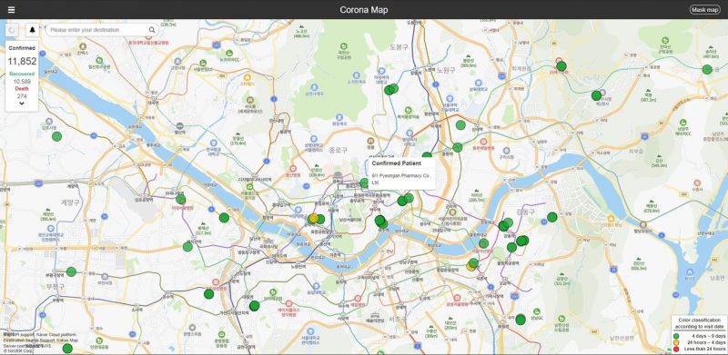 Korea contact tracing tool